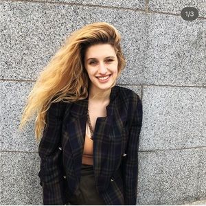 Vintage plaid casual corner blazer